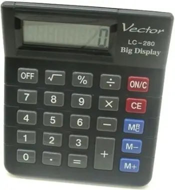 Kalkulator xhepi Vector KAV LC-280, ekran 8 shifra, me bateri, gri