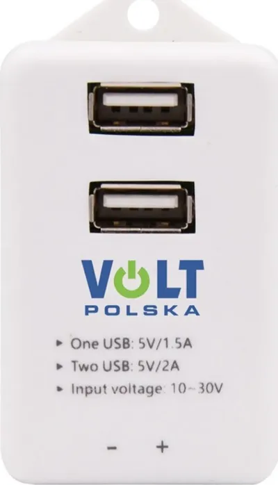 Modul USB Volt Polska, 2 porta, 5V 2A, i bardhë - 2