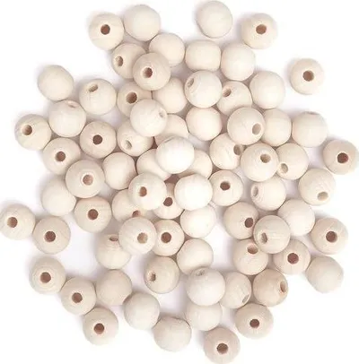 Rruaza druri Natural Wooden Beads Balls, 12 mm, 77 copë, bezhë natyrale - 1