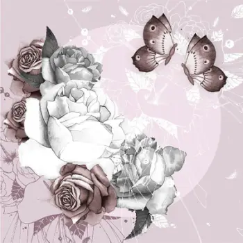 Kartolinë Clear Creations Square CL0923, me lule dhe flutura, me zarf