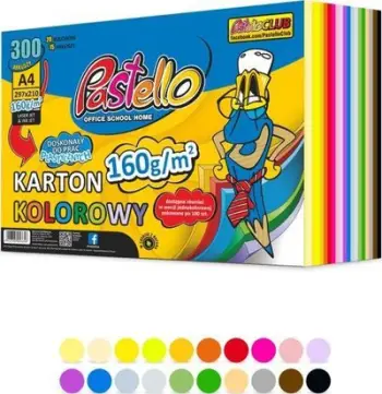 Karton i ngjyrosur Pastello A4, 300 fletë, 160g/m2, shumëngjyrësh