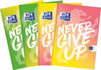 Fletore Oxford Never Give Up, A4, 60 fletë 90g, shumëngjyrëshe