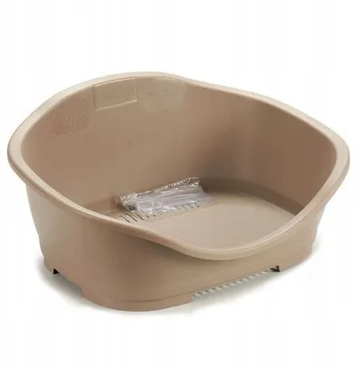 Shtrat qeni Stefanplast Dog Basket Oval, 56x42x24cm, plastikë me silikon, bezhë - 1