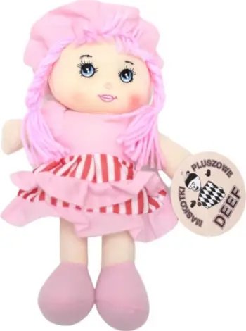 Kukull pelushi Deef Soft Doll, fund me vija, 25 cm, rozë