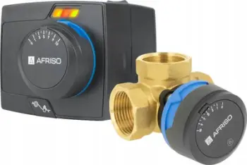 Valvul përzjerëse 3-drejtimshe Afriso ARV 384 me aktuator elektrik ARM 343, bronz