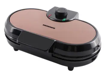 Aparat waffle Heinner Copper Crown HWF-1000CR, 1000W, termostat i rregullueshëm, i zi bakër