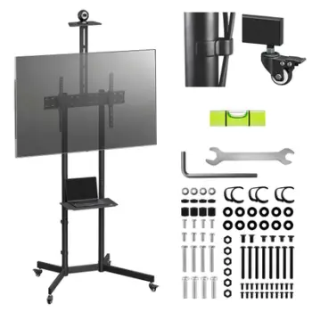 Karrocë mobile për TV Maclean MC-113 B, 37-70", 45kg, me rafte, e zezë