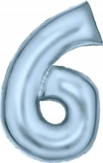 Balonë me helium Pastel, numri 6, 86cm, ngjyrë blu pastel