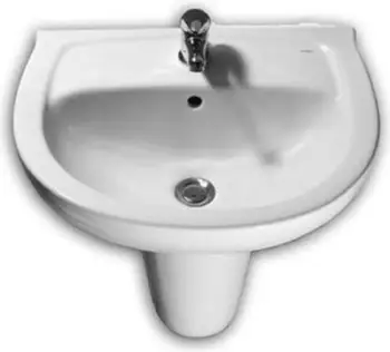 Lavabo murale Roca Base, gjysmë rrethore 56x45cm, qeramike, e bardhë