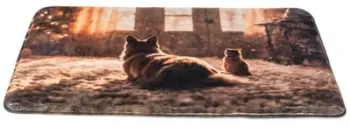 Tapet Krishtlindjesh për shtrirje, motiv mace dhe qen, 50 x 30 cm, shumëngjyrësh