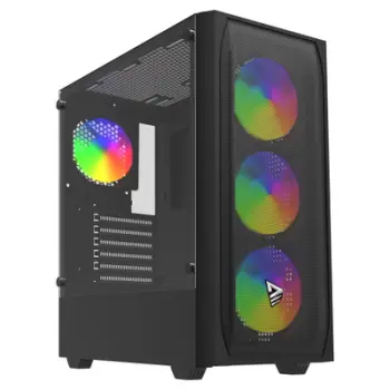 Kuti kompjuteri Savio Noctis Flow X1 RGB, ATX, 4 ventilatorë RGB, e zezë