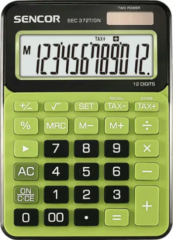 Kalkulator Sencor SEC 372T/GN, ekran 12 shifror, i gjelbër