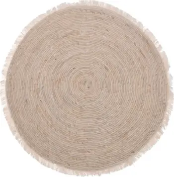Tapet H&amp;S Decoration, jute rrethor 80 cm, me fije dekorative, bezhë natyrale
