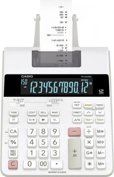 Kalkulator me printim Casio HR-150RCE, ekran 12 shifra, 2 rreshta sekondë, i bardhë - 1