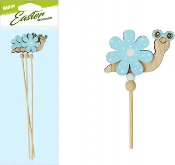 Dekor Pashke MFP Snail On A Stick Flower, 28cm, set 3 copë, bleu
