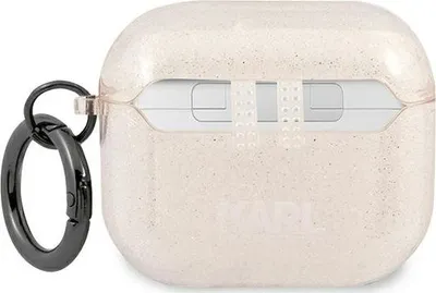 Mbrojtës Karl Lagerfeld Glitter Choupette KLA3UCHGD për AirPods 3, TPU, bezhë - 2