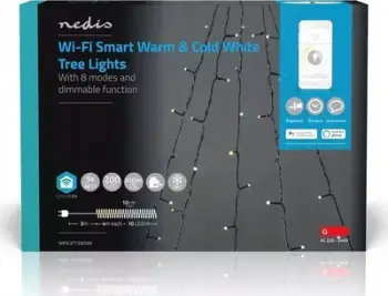 Drita dekorative LED Nedis WIFILXT12W200, 5x4m, 200 LED, të bardha të ngrohta dhe të ftohta