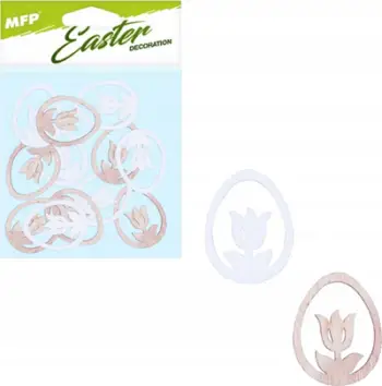 Dekor vezë druri MFP Tulip, 3cm, set 12 copë, natyrale të bardha
