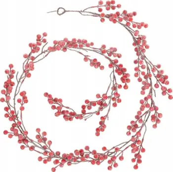 Girlandë Krishtlindjesh Atmosphera Christmas Garland Red Berries, 190cm, dekor me manaferra, e kuqe