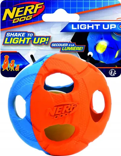 Top lodër për qen Nerf Dog LED Light Up, 6cm, portokalli kaltër - 4