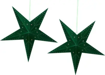 Set dekorativ Krishtlindjesh MOTTI Emerald Green, 2 yje letre, me ndriçim, jeshile smeraldi