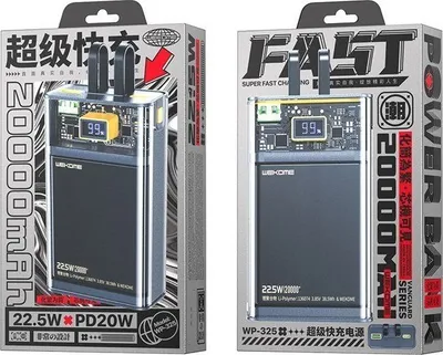 Powerbank Wekome WP-325 Vanguard Series, 20000mAh, PD 20W QC 22.5W, i zi transparent - 2