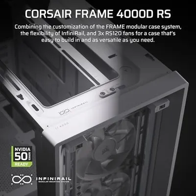 Kase PC CORSAIR FRAME 4000D RS ATX Mid Tower, 3 ventilatorë PWM, e bardhë - 2