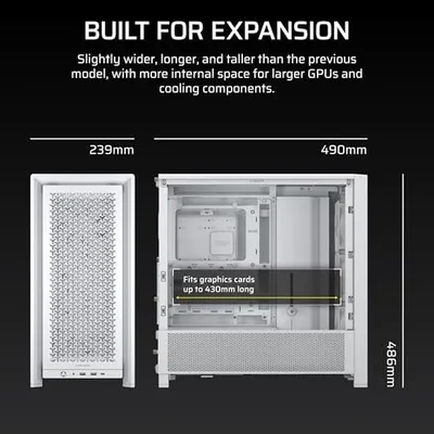 Kase PC CORSAIR FRAME 4000D RS ATX Mid Tower, 3 ventilatorë PWM, e bardhë - 10