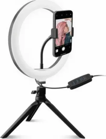 Unazë drite selfie SBS TESELFIERING8, 20 cm, me Bluetooth, e zezë