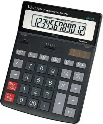 Kalkulator zyre Casio VECTOR KAV DK-206, 12 shifra, ekran i rregullueshëm, gri