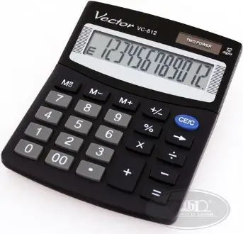 Kalkulator tavoline Vector KAV VC-812, ekran 12 shifra, energji diellore dhe bateri, gri