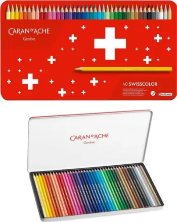 Set lapsa ngjyrues me ujë Caran d’Ache Swisscolor, 40 copë, në kuti metali