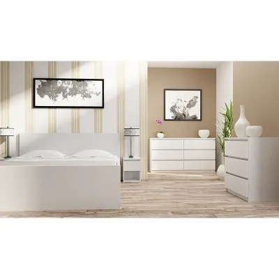 Komodë Topeshop MALWA M4, 4 sirtarë, moderne, e bardhë - 4