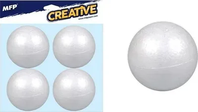 Top dekorativ MFP, diametri 8 cm, set 4 copë, i bardhë - 1
