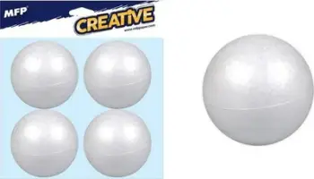 Top dekorativ MFP, diametri 8 cm, set 4 copë, i bardhë