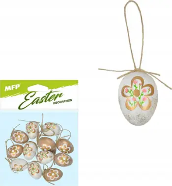 Dekor vezësh Pashke MFP Easter Decoration, plastikë 4cm, set 12 copë, me lule të arta