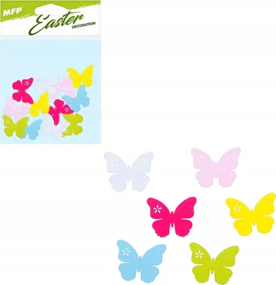 Dekor Pashke MFP flutura druri, 3cm, set 12 copë, shumëngjyrëshe - 2