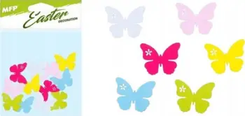 Dekor Pashke MFP flutura druri, 3cm, set 12 copë, shumëngjyrëshe