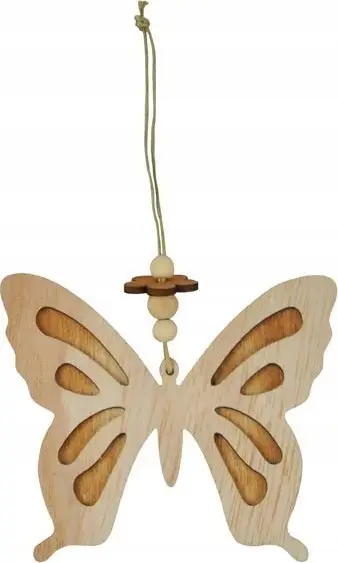 Dekor Pashke varës flutur, dru, 10cm, ngjyrë natyrale