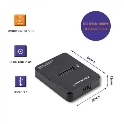 Doking stacion për SSD M.2, SATA PCIe NVMe NGFF, i zi - 3
