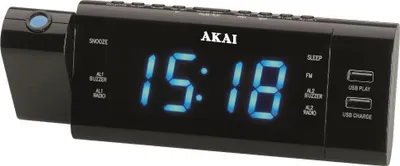 Radio alarm Akai ACR-3888, me projektor, e zezë - 1