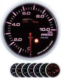 Matës presioni vaji DRacing DEPO SKPK, 52mm, 7 ngjyra, i zi