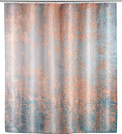 Perde dushi WENKO Agate, 180x200 cm, poliestër, blu me ari - 1