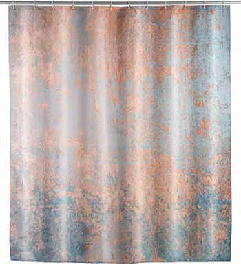 Perde dushi WENKO Agate, 180x200 cm, poliestër, blu me ari