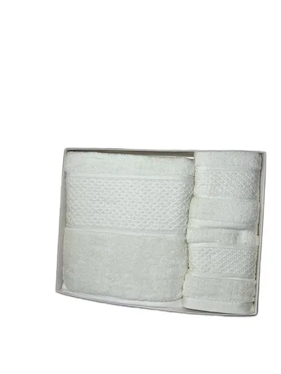 Set Peshqir 35*75cm 2pcs+70*140cm 1pcs 3/1, jeshile/bardhë. UNIMIKS - 2