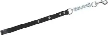 Zinxhir lëkure për qen Spring Handle, 70cm, sustë metalike, i zi