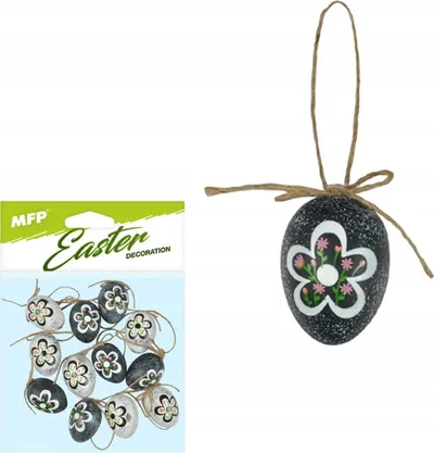 Dekor vezësh Pashke MFP, plastikë 4cm, set 12 copë, lule zi - 1