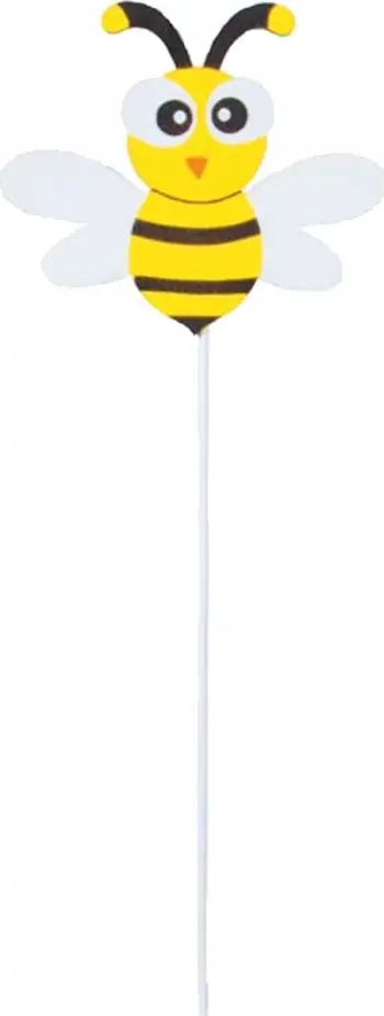 Dekor bletë druri në shkop, 32cm, e verdhë