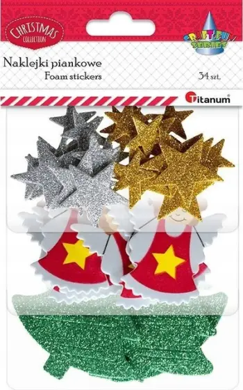 Ngjitësa shkumë Titanum Foam Stickers, 34 copë, motive Krishtlindjesh, shumëngjyrëshe