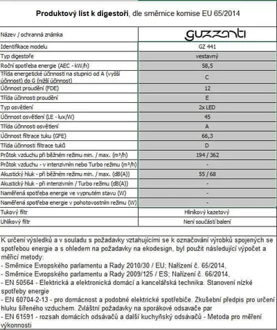 Aspirator i integruar Guzzanti GZ 441, 60cm, 380 m³/orë, i zi - 2
